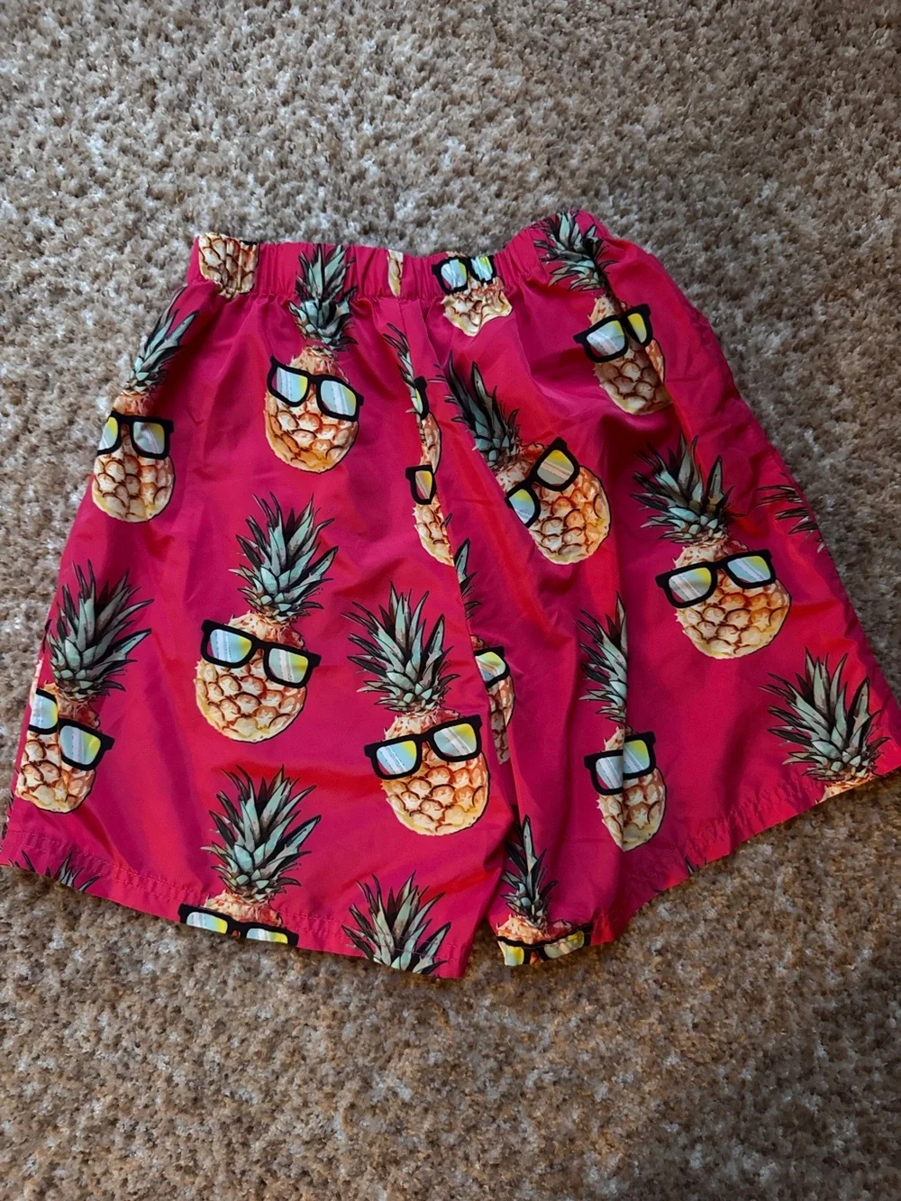 Kids Bright Pink Pineapple Swim Shorts